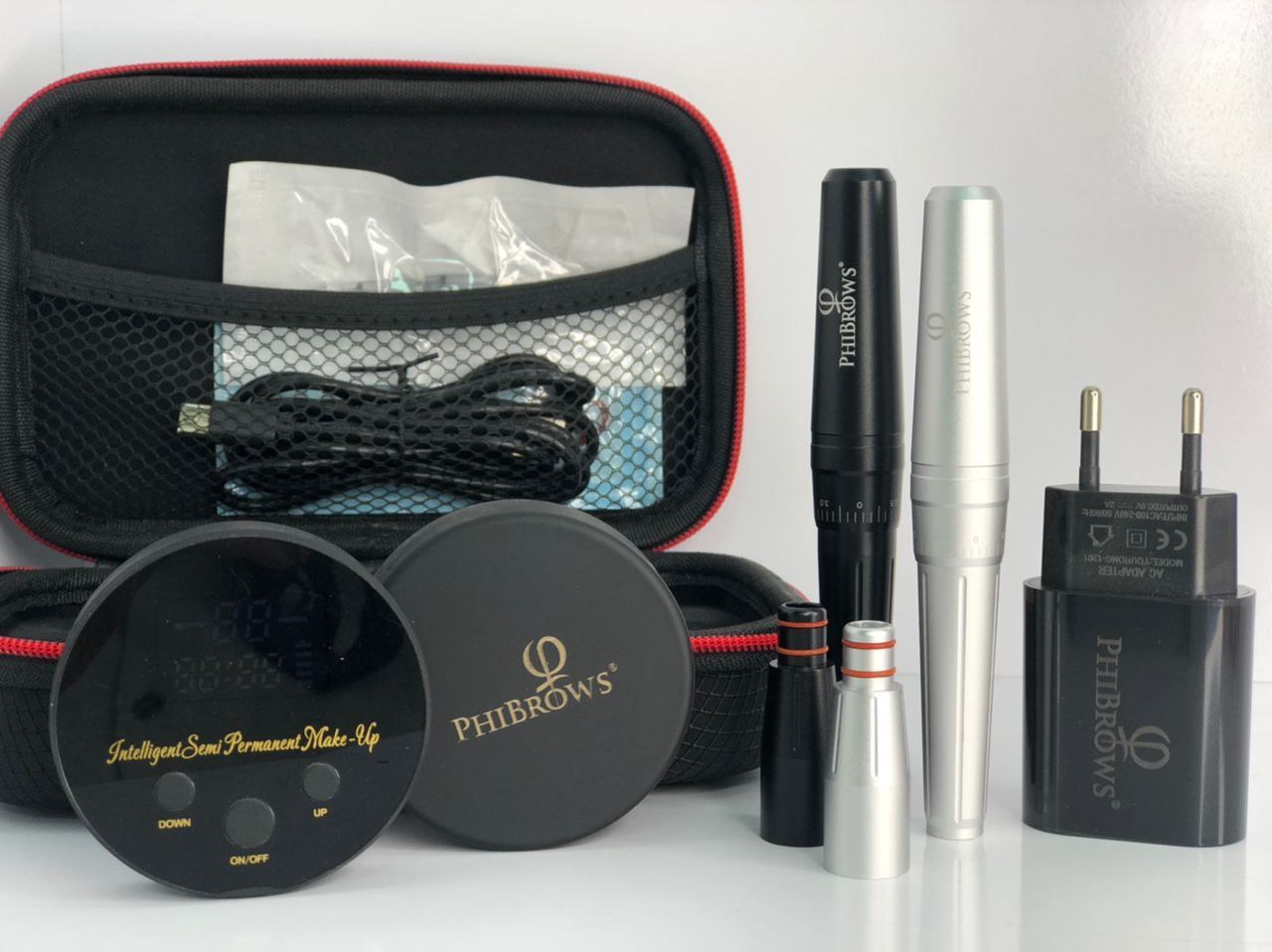 محصول - دستگاه تاتو۱۴ ولت پیچی فیبروز PHIBROWS دوسر ترانس دار (phibrows micropigmention device)